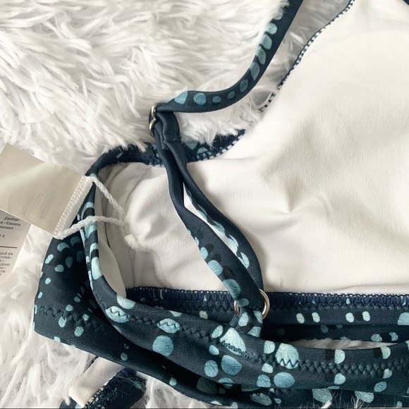 Cupshe NWT Criss Cross Wrap Swimsuit Padding Navy Bubble Print Bikini Set - Picture 13 of 15